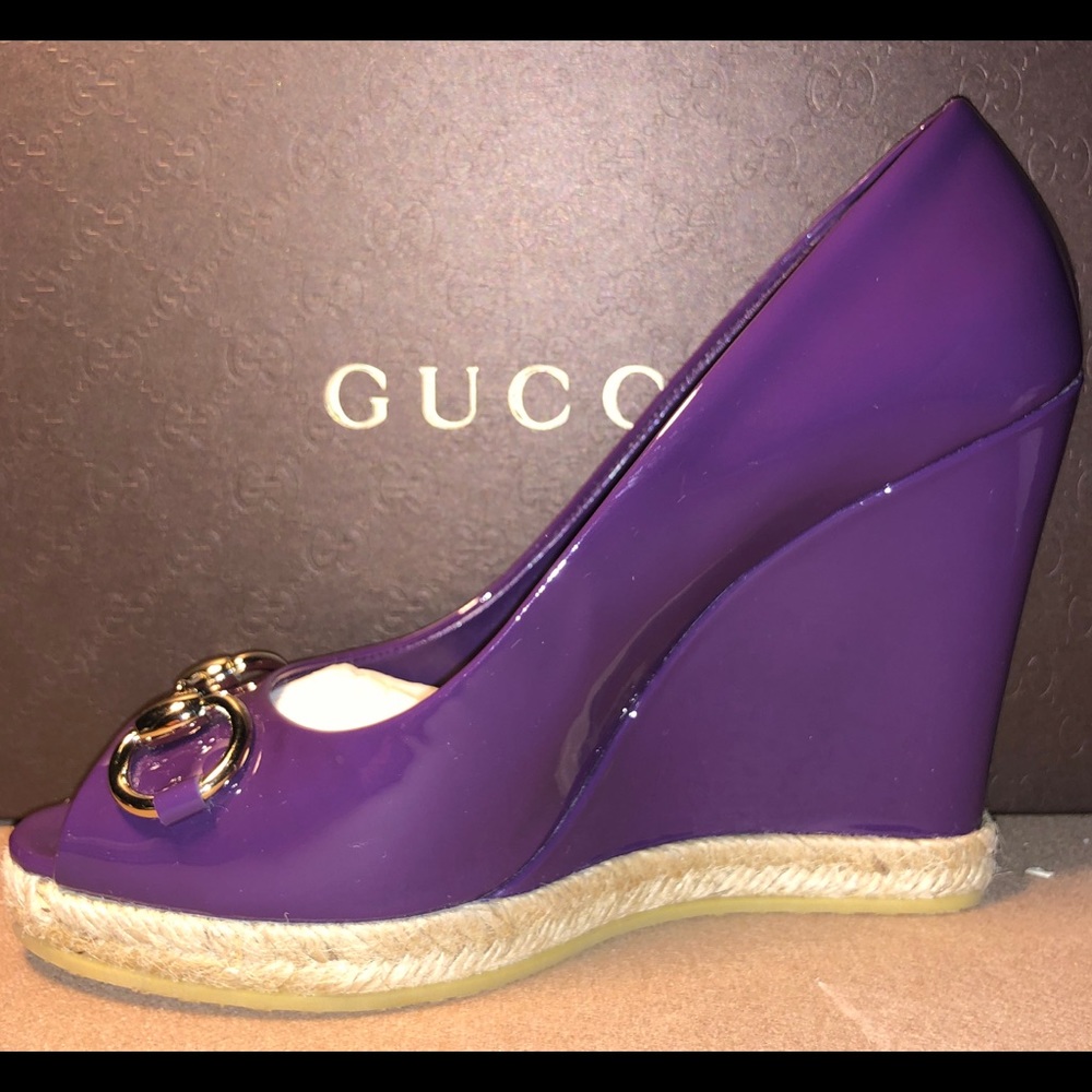 Gucci vernice crystal grape royal heels